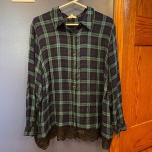 Jane and Delancey Plaid Top